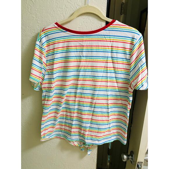 Disneys Lion King Tie Crop Top Multi Rainbow Stripe Size XL - Picture 2 of 4